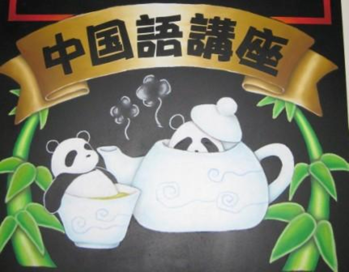昔の写真に残っていた中国語講座の看板。言葉を学ぶ入口には、いつも相手への想像がある。